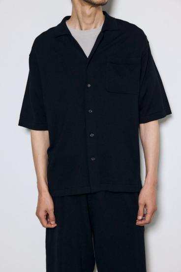 リラックスオープンカラーニットシャツ