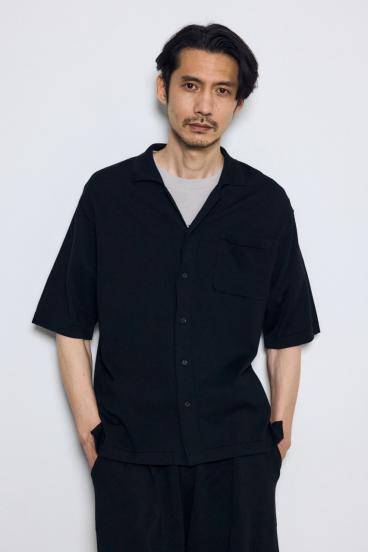リラックスオープンカラーニットシャツ