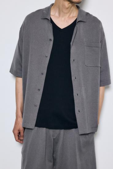 リラックスオープンカラーニットシャツ