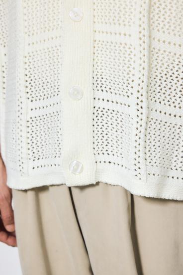 スクエアパターンニットメッシュシャツ 詳細画像