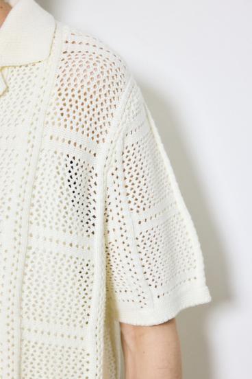 スクエアパターンニットメッシュシャツ 詳細画像