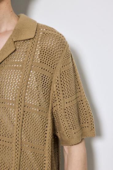 スクエアパターンニットメッシュシャツ 詳細画像