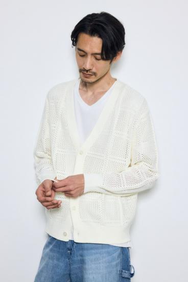 コットンメッシュニットカーディガン