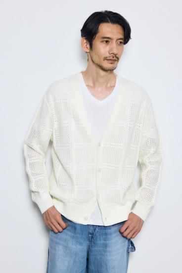 コットンメッシュニットカーディガン 詳細画像