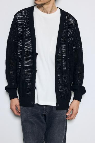 コットンメッシュニットカーディガン