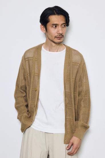コットンメッシュニットカーディガン 詳細画像