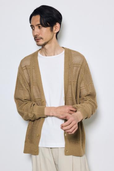 コットンメッシュニットカーディガン 詳細画像