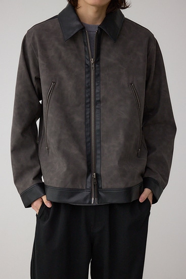 切替合皮ブルゾン