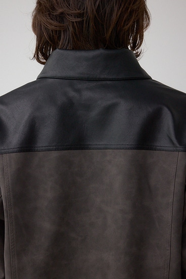 切替合皮ブルゾン 詳細画像