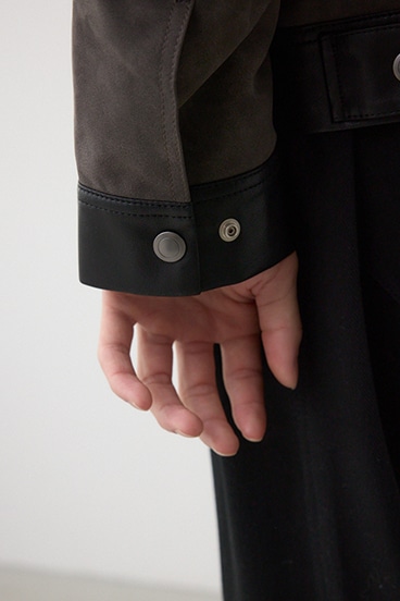 切替合皮ブルゾン 詳細画像