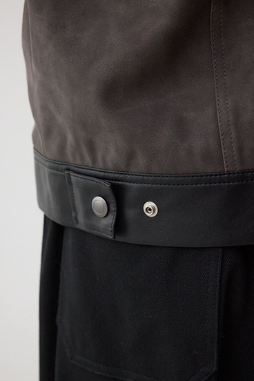 切替合皮ブルゾン 詳細画像