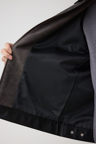 切替合皮ブルゾン 詳細画像
