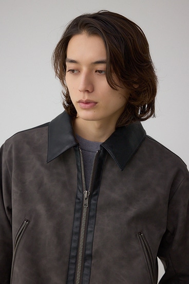 切替合皮ブルゾン