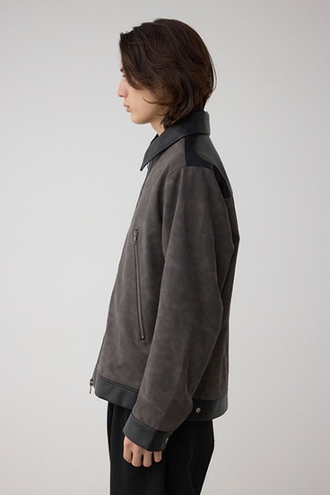 切替合皮ブルゾン 詳細画像