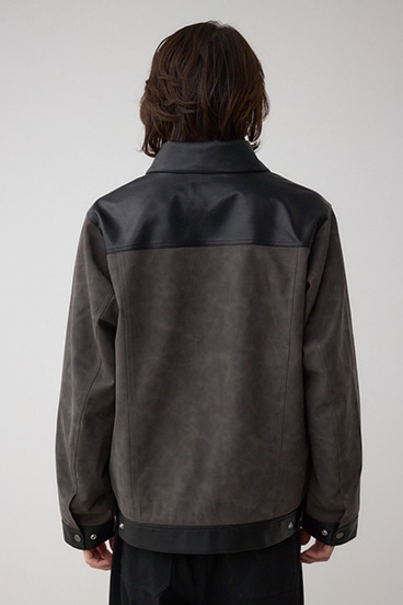 切替合皮ブルゾン 詳細画像