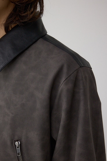 切替合皮ブルゾン 詳細画像