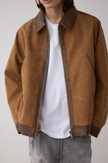 切替合皮ブルゾン