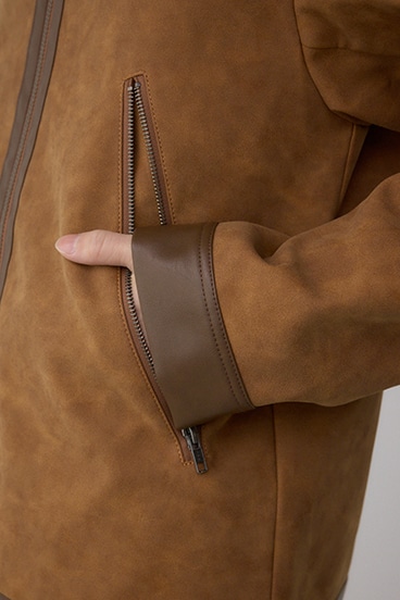 切替合皮ブルゾン 詳細画像