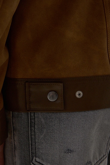 切替合皮ブルゾン 詳細画像