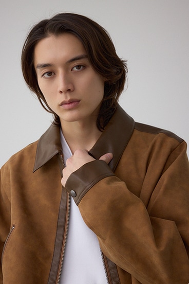 切替合皮ブルゾン