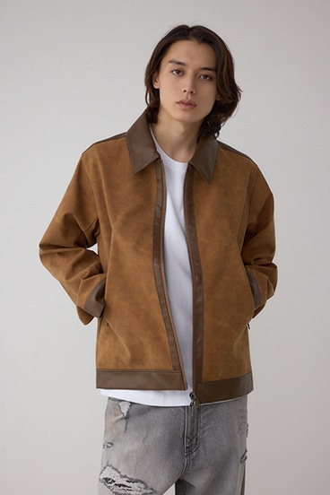 切替合皮ブルゾン 詳細画像