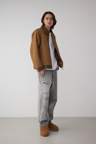 切替合皮ブルゾン 詳細画像