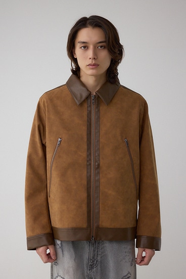 切替合皮ブルゾン 詳細画像