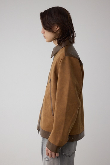 切替合皮ブルゾン 詳細画像