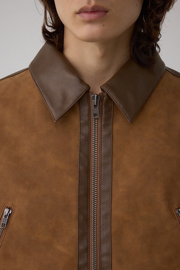 切替合皮ブルゾン 詳細画像