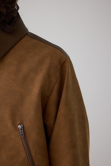 切替合皮ブルゾン 詳細画像