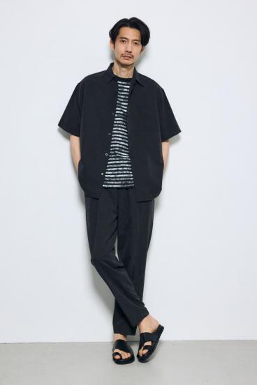 接触冷感フェイクスエード半袖シャツ 詳細画像