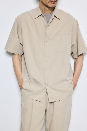 接触冷感フェイクスエード半袖シャツ