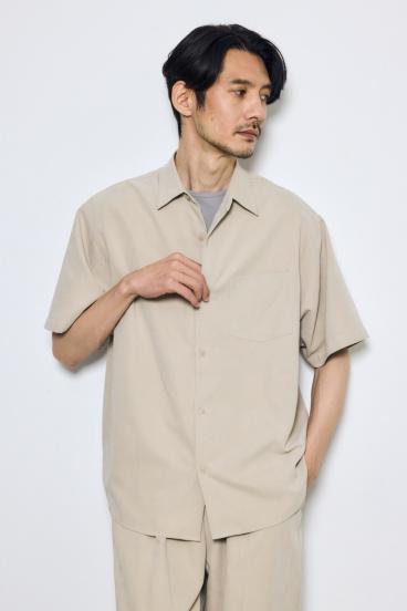 接触冷感フェイクスエード半袖シャツ 詳細画像