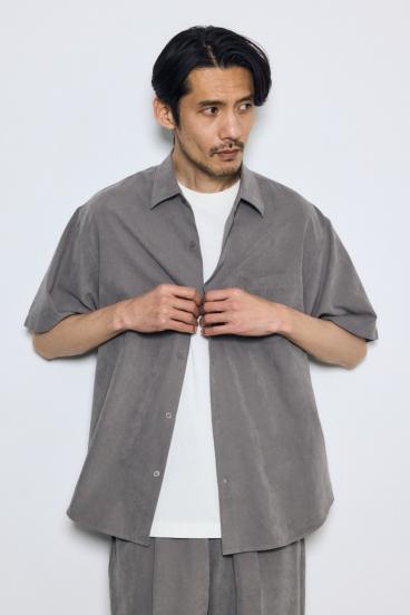 【GOLDEN PRICE 5/1（日）8:59まで】接触冷感フェイクスエード半袖シャツ 詳細画像