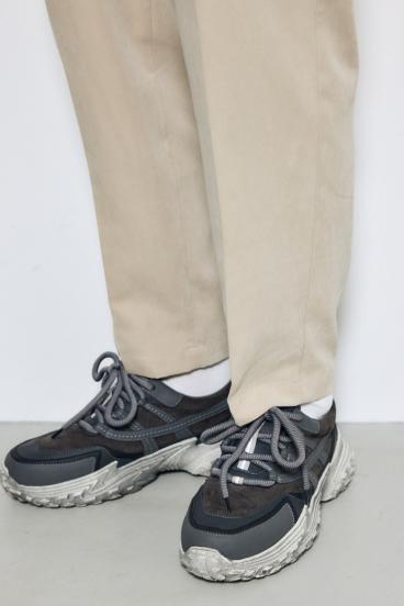 接触冷感フェイクスエードスリムパンツ 詳細画像