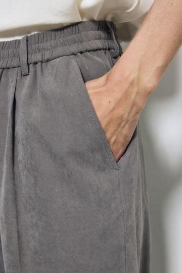 接触冷感フェイクスエードスリムパンツ 詳細画像