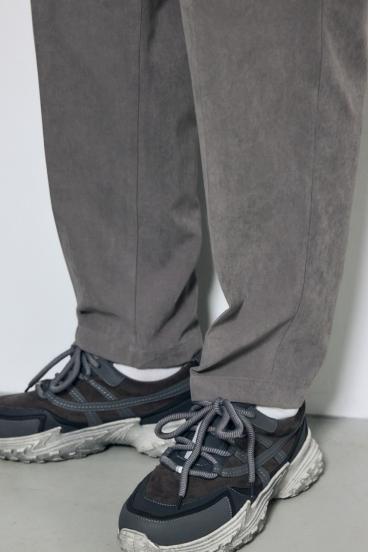 接触冷感フェイクスエードスリムパンツ 詳細画像