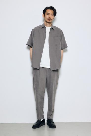 接触冷感フェイクスエードスリムパンツ 詳細画像