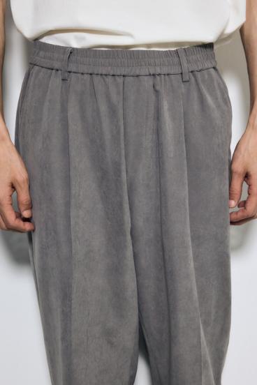 接触冷感フェイクスエードスリムパンツ 詳細画像