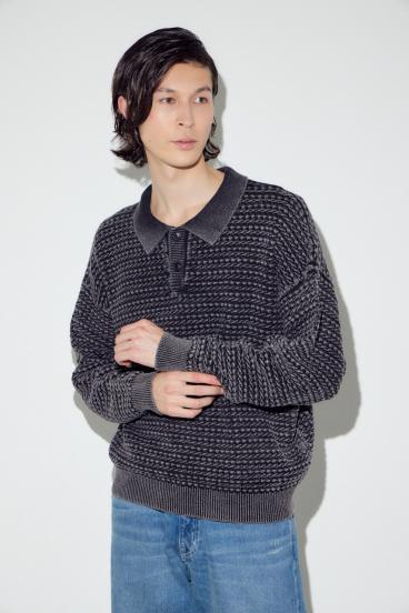 ヴィンテージウォッシュニットポロ