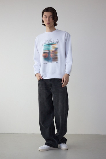 フェイドプリントスウェットトップス 詳細画像