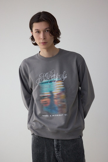 フェイドプリントスウェットトップス 詳細画像