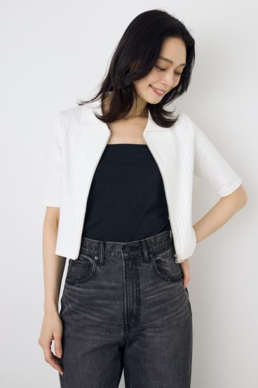 【WEB限定】ZIP5分袖リブカーデ