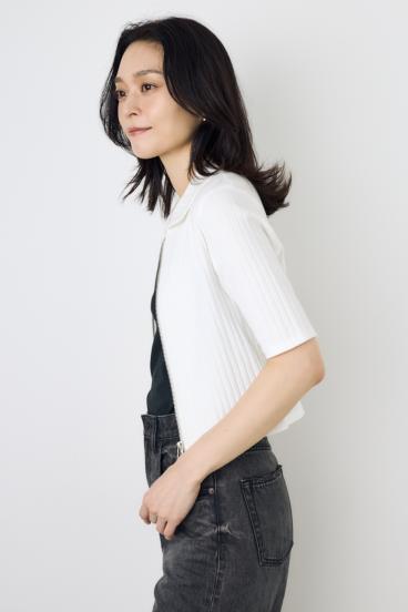 【WEB限定】ZIP5分袖リブカーデ 詳細画像