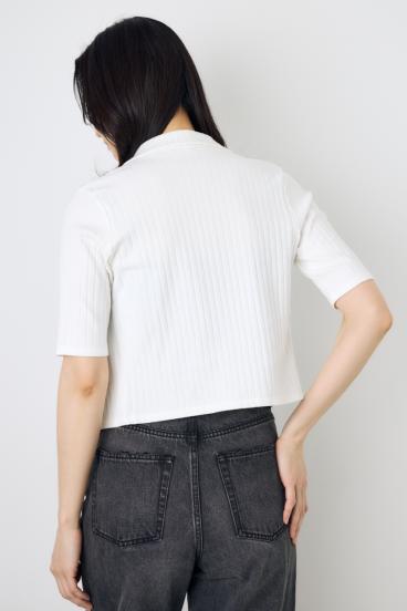 【WEB限定】ZIP5分袖リブカーデ 詳細画像