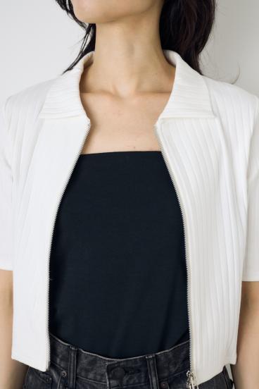 【WEB限定】ZIP5分袖リブカーデ 詳細画像