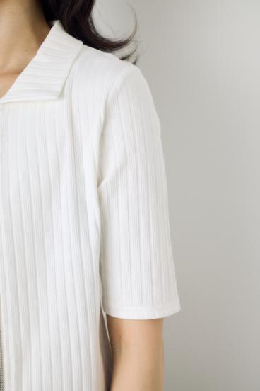 【WEB限定】ZIP5分袖リブカーデ 詳細画像