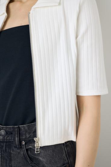 【WEB限定】ZIP5分袖リブカーデ 詳細画像