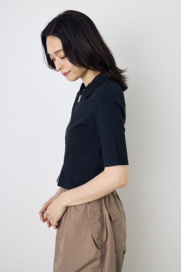 【WEB限定】ZIP5分袖リブカーデ 詳細画像