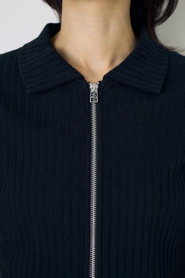 【WEB限定】ZIP5分袖リブカーデ 詳細画像